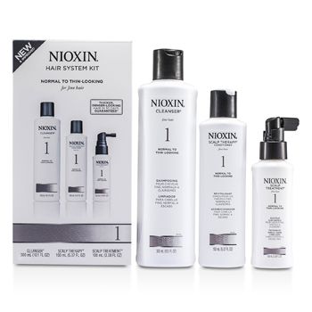 Nioxin,System,1,Starter,Kit,For,Fine,Hair,,Normal,to,Thin-Looking,Hair:,Cleanser,300+,Scalp,Therapy,Conditioner,150+,Scalp,Treatment,1003pcsナイオキシン,システム,1,システム,キット,細い髪、普通～抜け毛が気になる髪用,3品入俪康丝,1号系统,适合细柔，中性至纤细发丝,3件